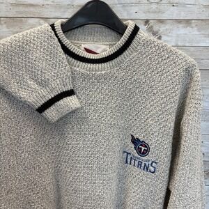 Vintage Tennessee Titans Mens‎ M Sweater Oatmeal Knit 100% Cotton Made In USA